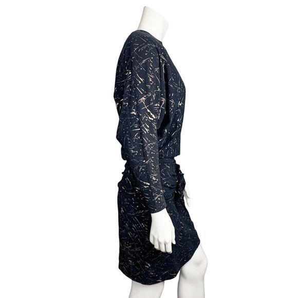 VINTAGE 1980's BETTINA RIEDEL Metallic Splatter Pattern Dress - Picture 2 of 8